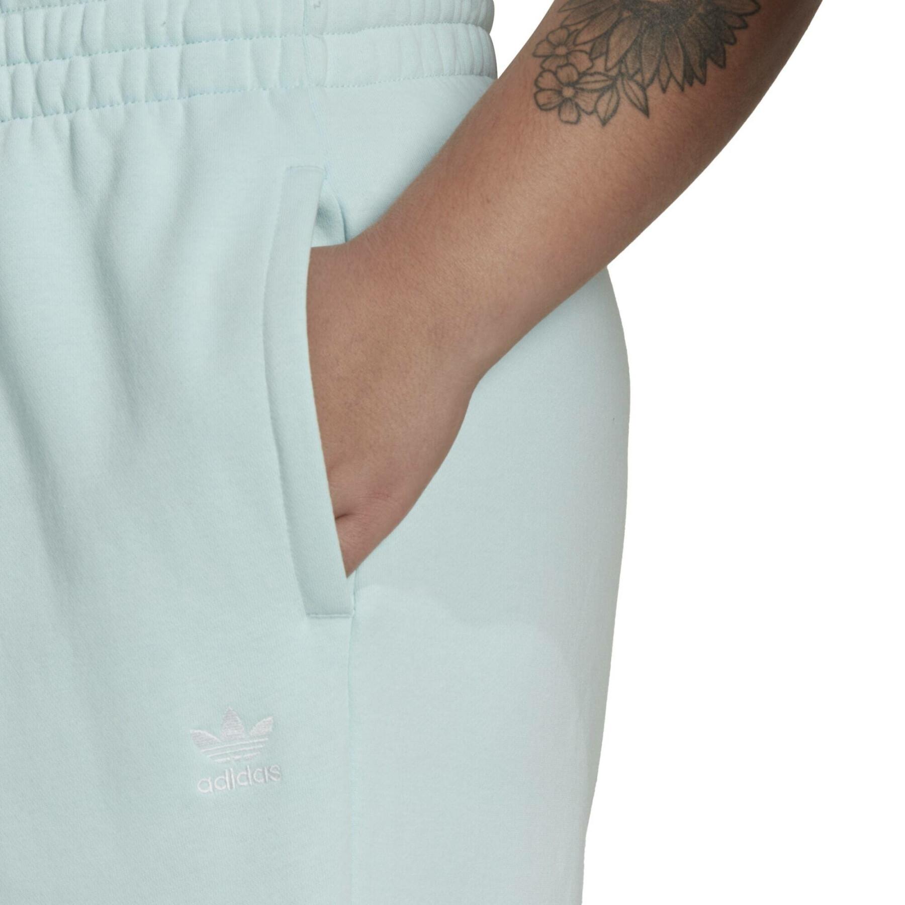 Adidas Originals Women’s Light Blue Relaxed Fit Sweatpants with fleece fabric, elastic waistband, and side pockets for comfort and style.