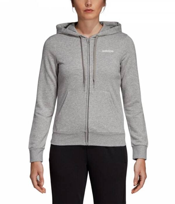 Grey Adidas full-zip hoodie with white logo.