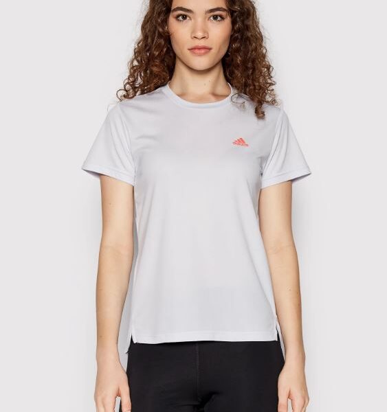Adidas Women’s White Performance T-Shirt featuring a lightweight, breathable design with the Adidas logo, ideal for workouts and casual wear.