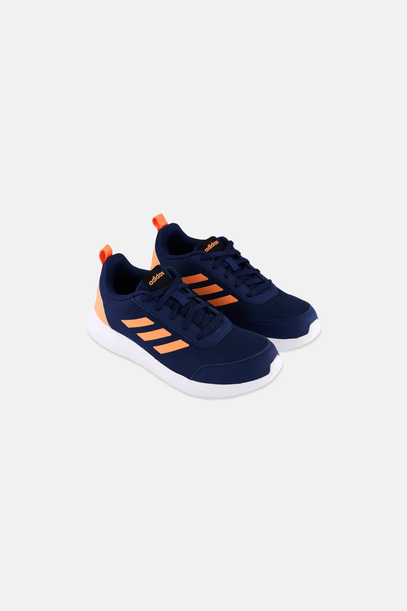 Blue Adidas AltaSport CF K shoes with orange accents.