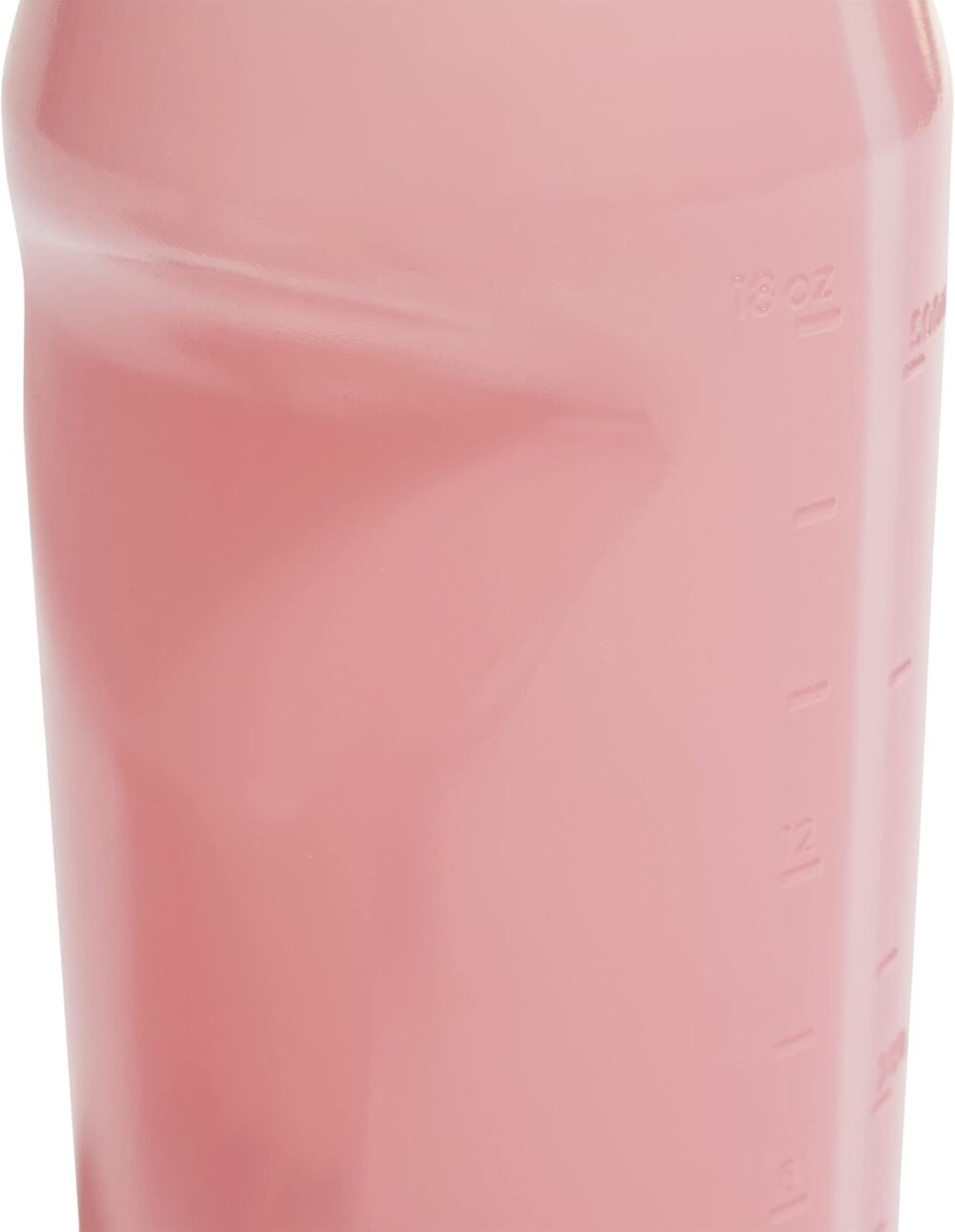 Adidas pink water bottle with black logo and ergonomic design for easy grip and portability.