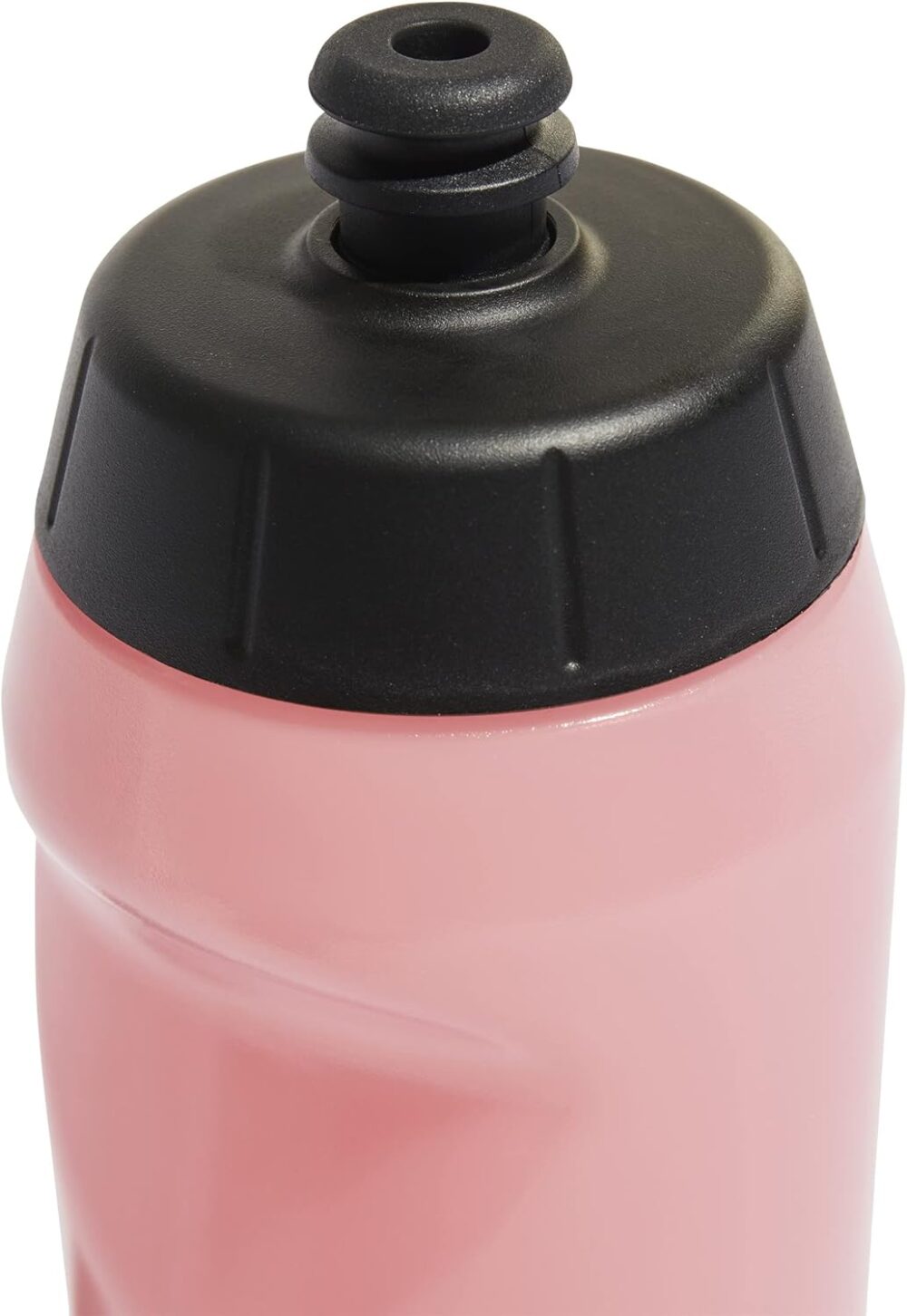 Adidas pink water bottle with black logo and ergonomic design for easy grip and portability.