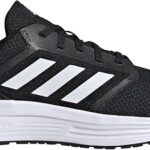 Adidas men's black running shoes with white stripes, Cloudfoam cushioning, and breathable mesh upper for optimal comfort and performance.