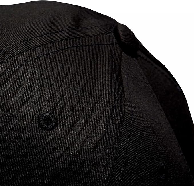 A black Adidas cap with a white Adidas logo on the front.