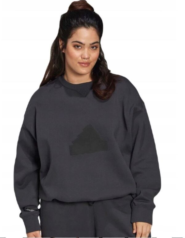 Black Adidas sweatshirt with a large black logo.
