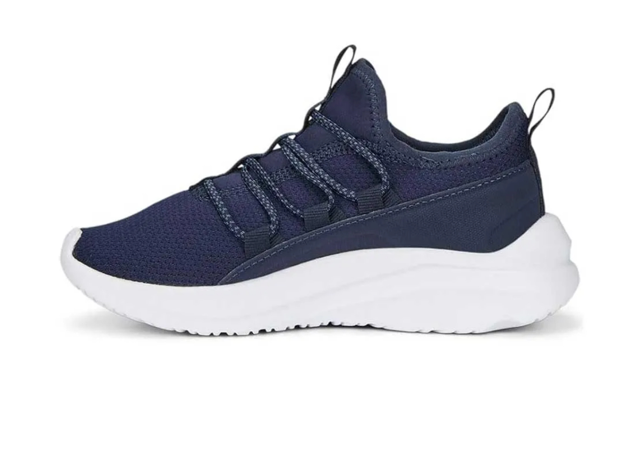 A pair of blue Puma One4all Slip On sneakers with white accents.