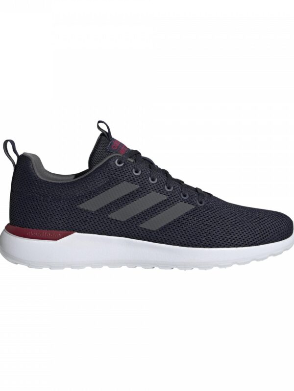 A pair of Adidas men's black mesh sneakers with a Cloudfoam sole and three-stripe design, ideal for casual or athletic activities