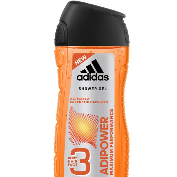 The bottles are identical and feature the Adidas logo, the product name, and the number 3, indicating its 3-in-1 functionality. The background is white.
