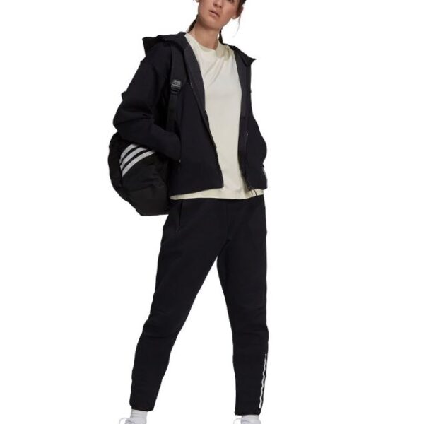 A black Adidas Z.N.E. Sportswear Hoodie with a full-zip closure and kangaroo pocket.