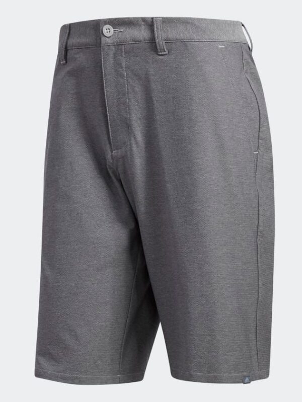 A pair of gray Adidas Men's Ultimate 365 Twill Crosshatch Shorts.