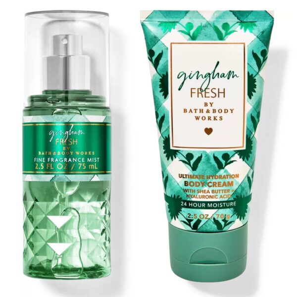 Bath & Body Works Gingham Fresh Travel Size Fine Fragrance Mist & Ultimate Hydration Body Cream Set
