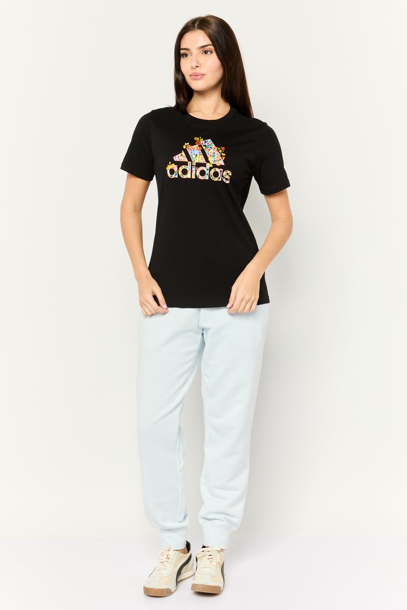 Adidas Women's Floral Graphic T-Shirt - Black-Adidas GB8494 - Image 2