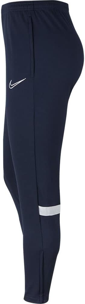 Nike Dri-FIT Academy Pants, Navy/White. Front view, showing navy pants with white Nike swoosh logo.