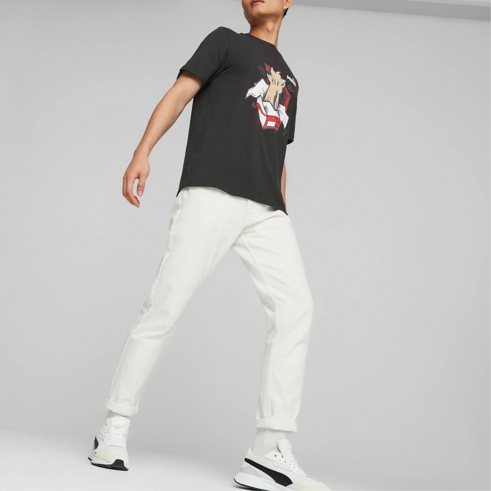 Puma Men's Black Graphic "Sneaker Cat" Print T-Shirt-Puma 674478-01 - Image 2