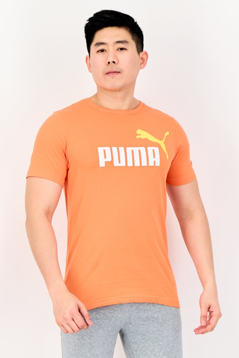 PUMA Men's Peach Round Neck Logo T-Shirt-Puma 586759-60