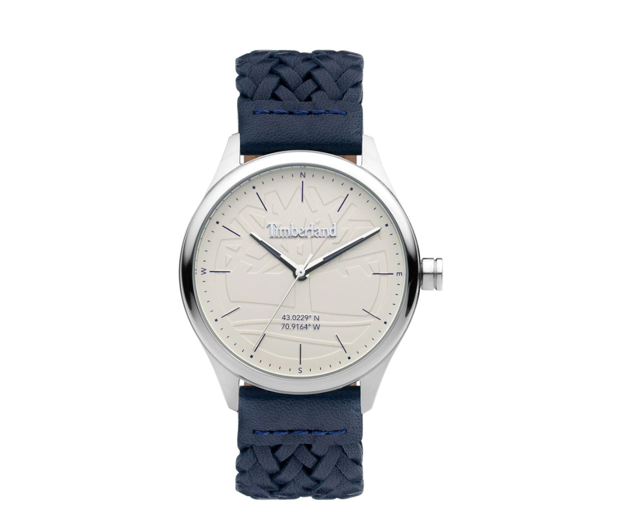 Timberland Men's White Dial Watch with Blue Braided Strap Timberland Men's White Dial Watch with Blue Braided Strap-TDWGA2100701