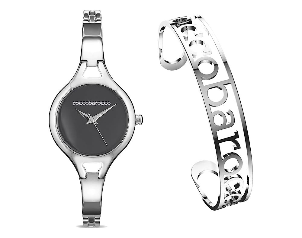 Roccobarocco Women's Quartz Watch with Silver-Tone Bracelet-RoccoBarocco RB2216S-02M