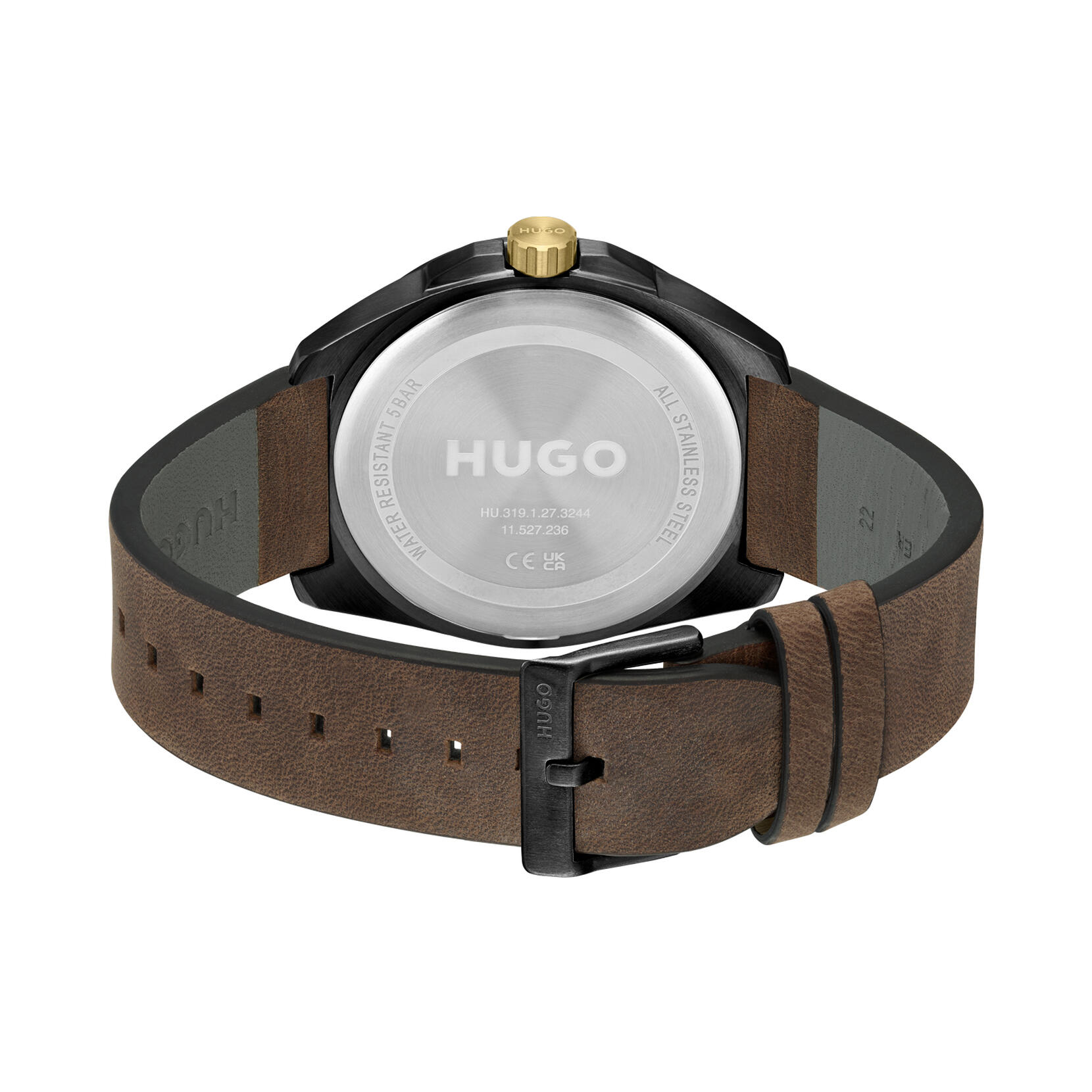 HUGO Men's #EXPOSE Watch, Black Dial, Brown Leather Strap-HUGO 1530241 - Image 3