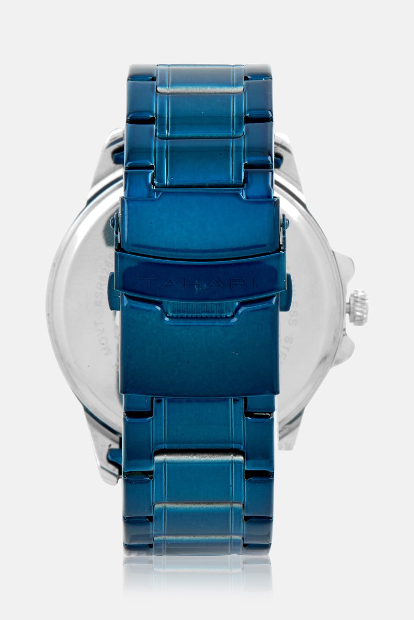 Tahari Men's Blue Honeycomb Dial Watch with Industrial Bezel-TAH60047BU - Image 3