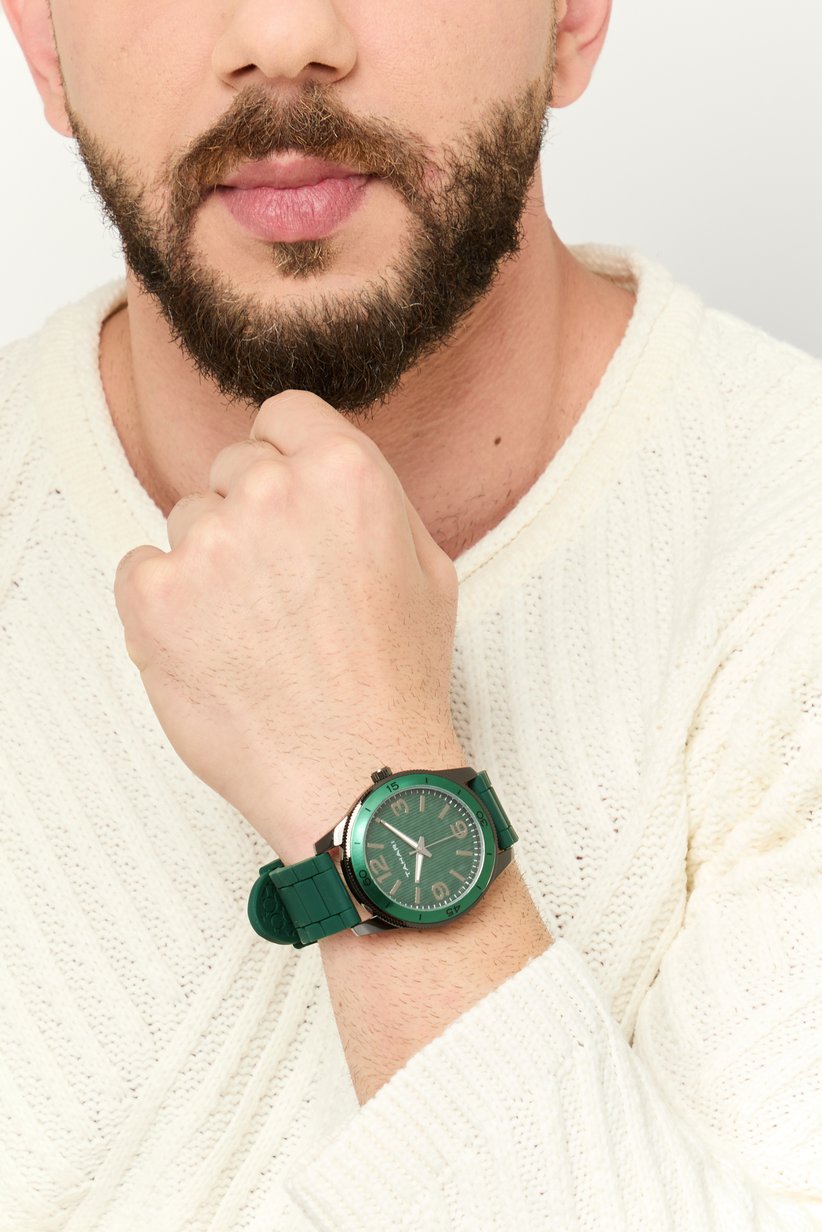 Tahari Men's Deep Green Sport Watch with Black Case and Silicone Band-TaH60023BU - Image 2