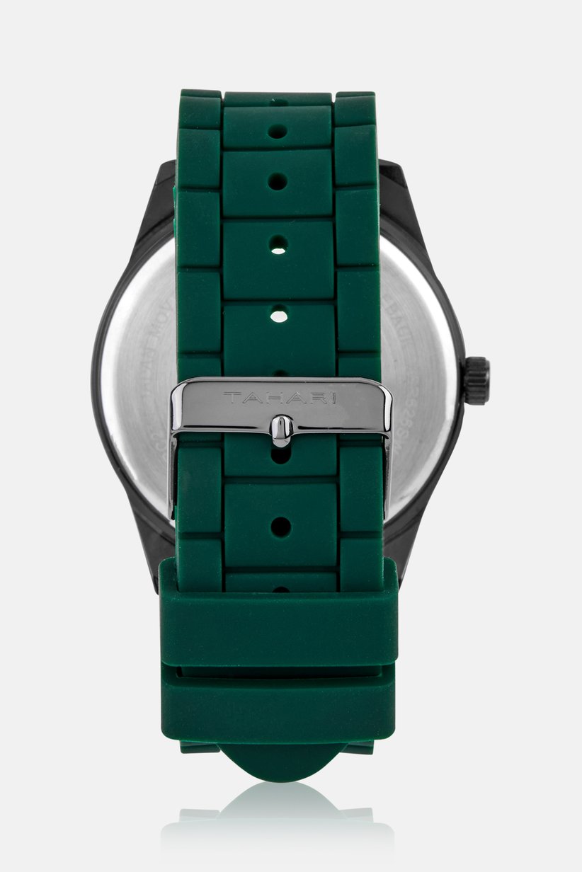 Tahari Men's Deep Green Sport Watch with Black Case and Silicone Band-TaH60023BU - Image 5