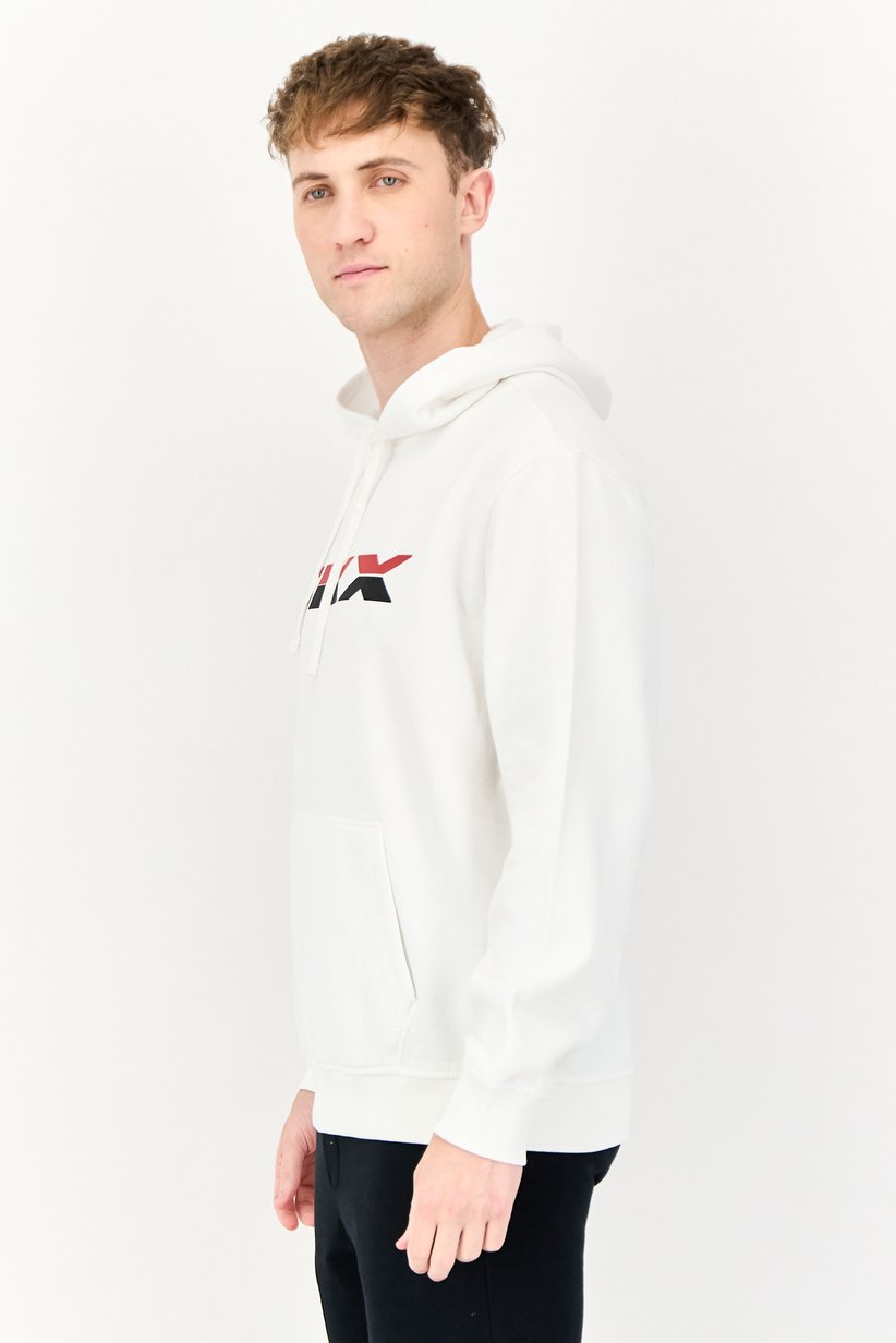 White SKX Graphic Logo Fleece Pullover Hoodie-Skechers MHD39 - Image 3