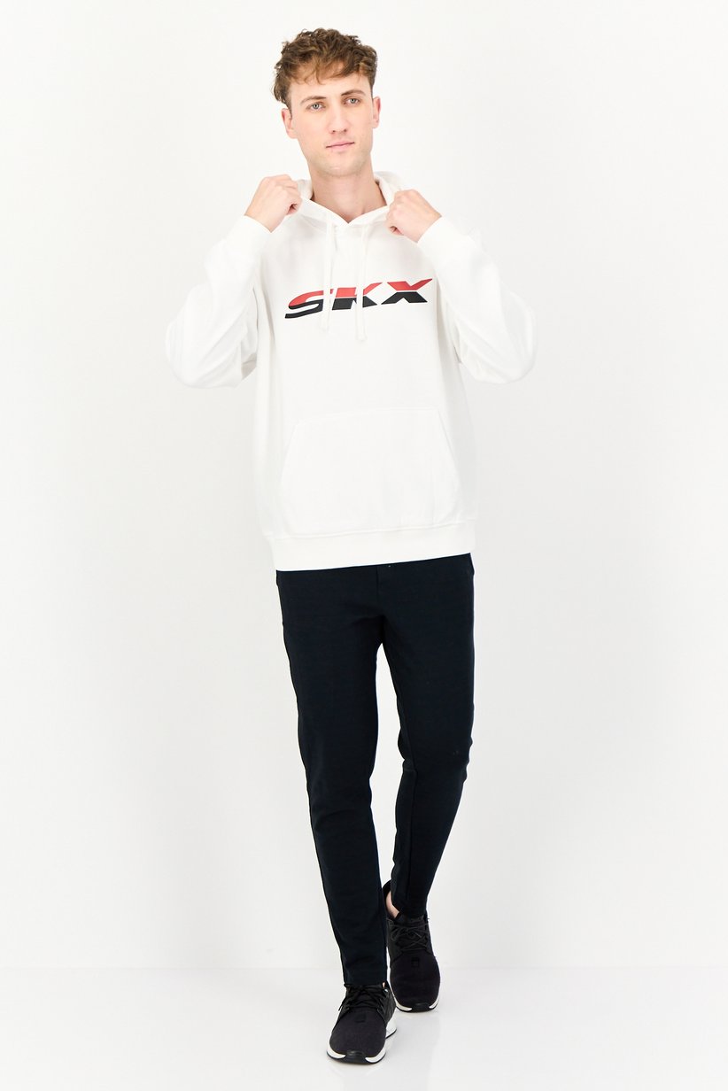 White SKX Graphic Logo Fleece Pullover Hoodie-Skechers MHD39 - Image 2