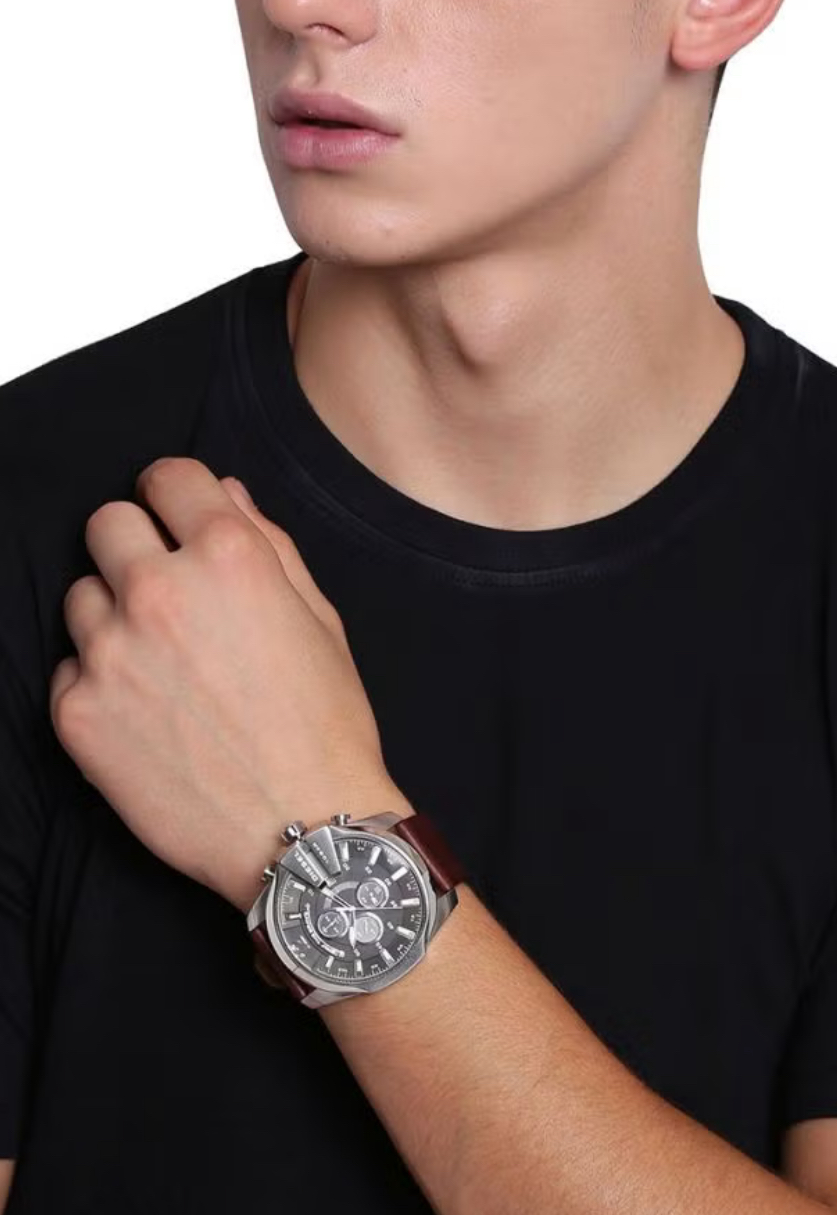 Diesel Mega Chief Men's Watch with Brown Leather Strap-DIESEL DZ 4290 - Image 7