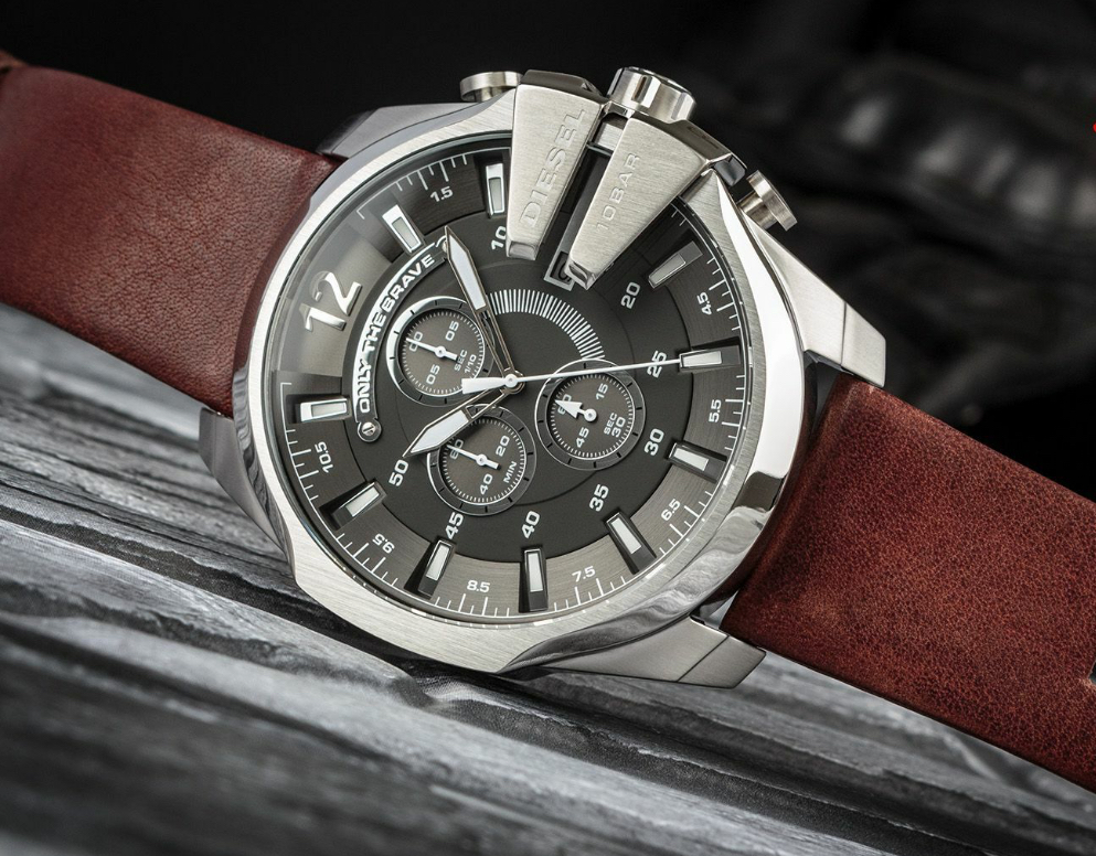 Diesel Mega Chief Men's Watch with Brown Leather Strap-DIESEL DZ 4290 - Image 10