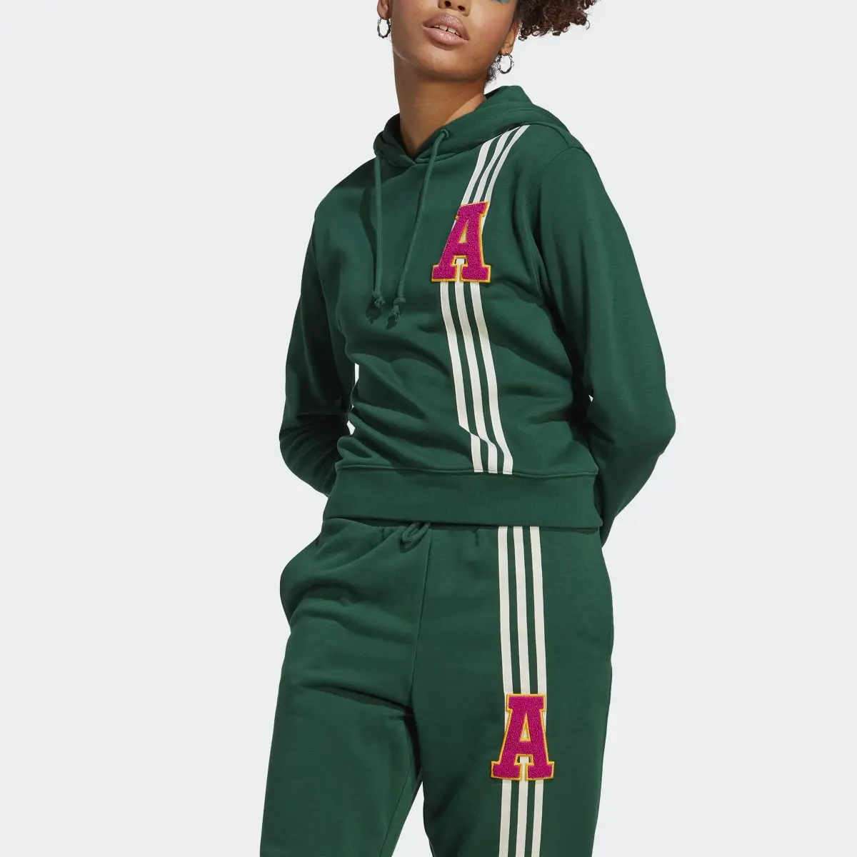 Adidas Originals Collegiate Green Hoodie with Varsity 'A' Patch-Adidas IC5230 - Image 2