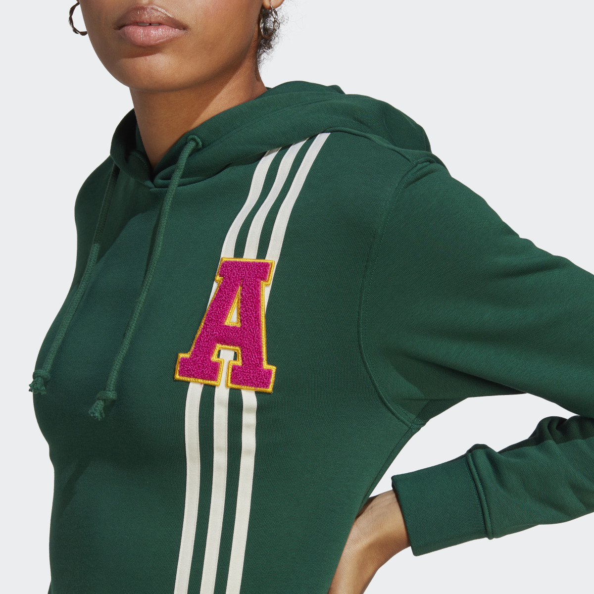 Adidas Originals Collegiate Green Hoodie with Varsity 'A' Patch-Adidas IC5230 - Image 5