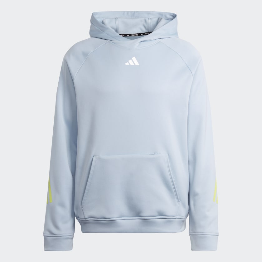 Adidas Men's Train Icons 3-Stripes AEROREADY Training Hoodie - Light Blue-Adidas IJ8117 - Image 5