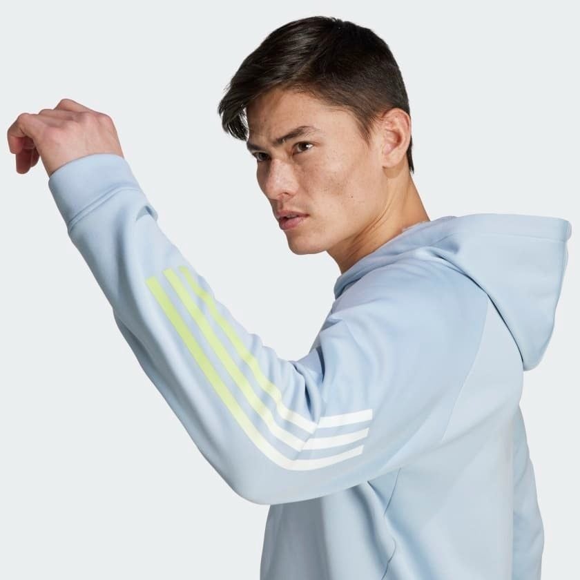 Adidas Men's Train Icons 3-Stripes AEROREADY Training Hoodie - Light Blue-Adidas IJ8117 - Image 3