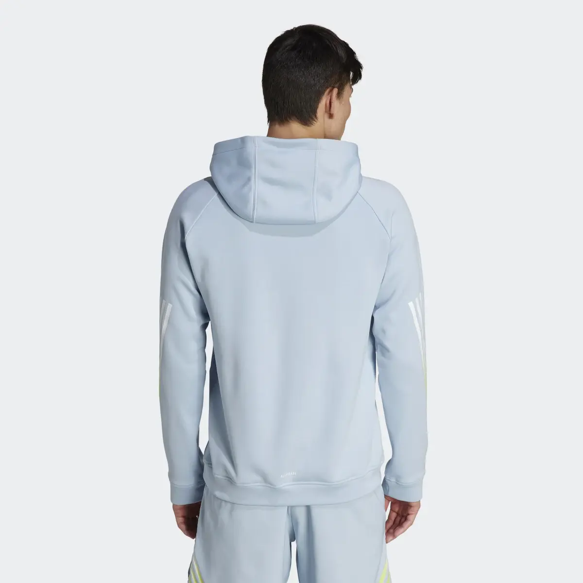 Adidas Men's Train Icons 3-Stripes AEROREADY Training Hoodie - Light Blue-Adidas IJ8117 - Image 2