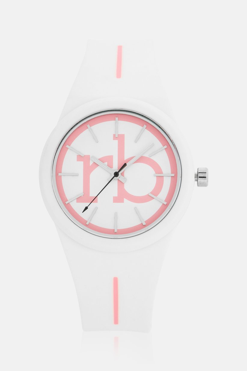 Modern White & Pink Silicone Analog Watch – "rb" Minimalist Edition-RB1301L-10J
