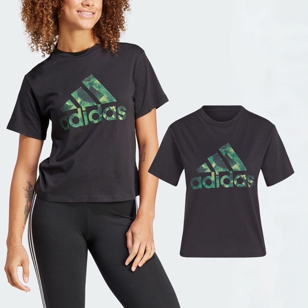Adidas Women’s Floral Graphic Big Logo Tee-Adidas IS4259 - Image 2