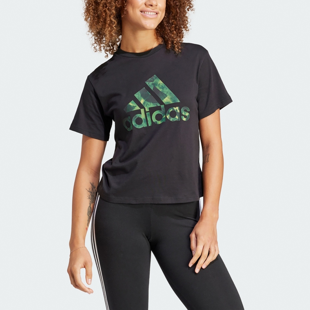 Adidas Women’s Floral Graphic Big Logo Tee-Adidas IS4259