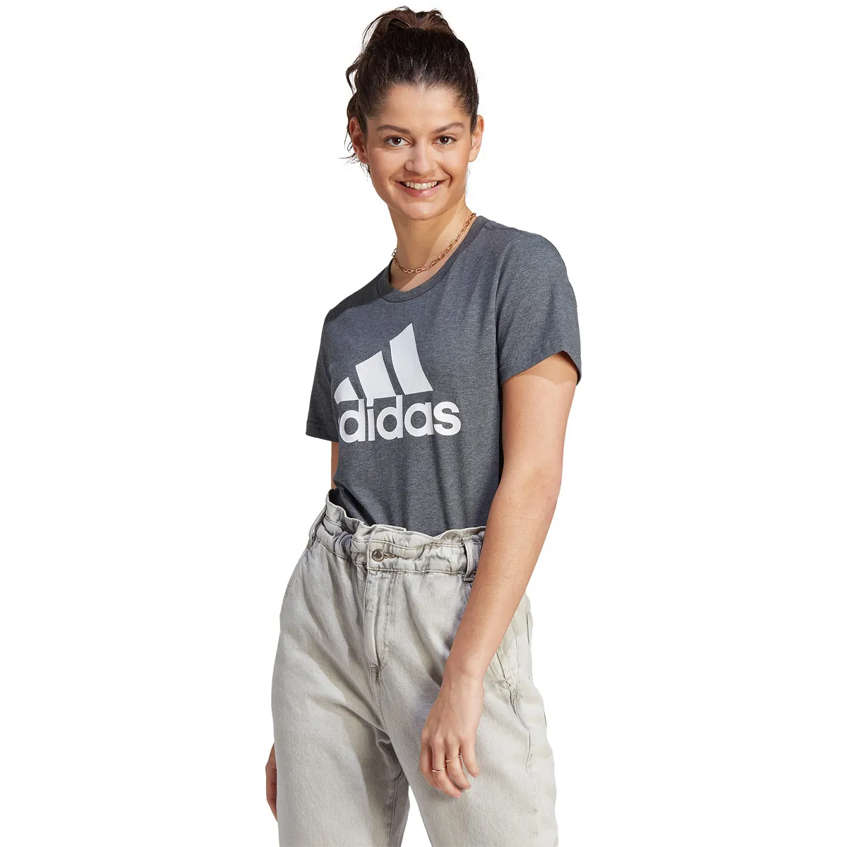 Adidas Women’s Essentials Logo Tee – Dark Grey Heather-Adidas IM2780