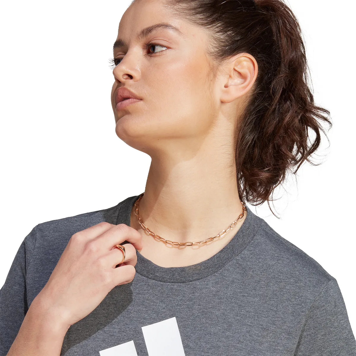 Adidas Women’s Essentials Logo Tee – Dark Grey Heather-Adidas IM2780 - Image 4