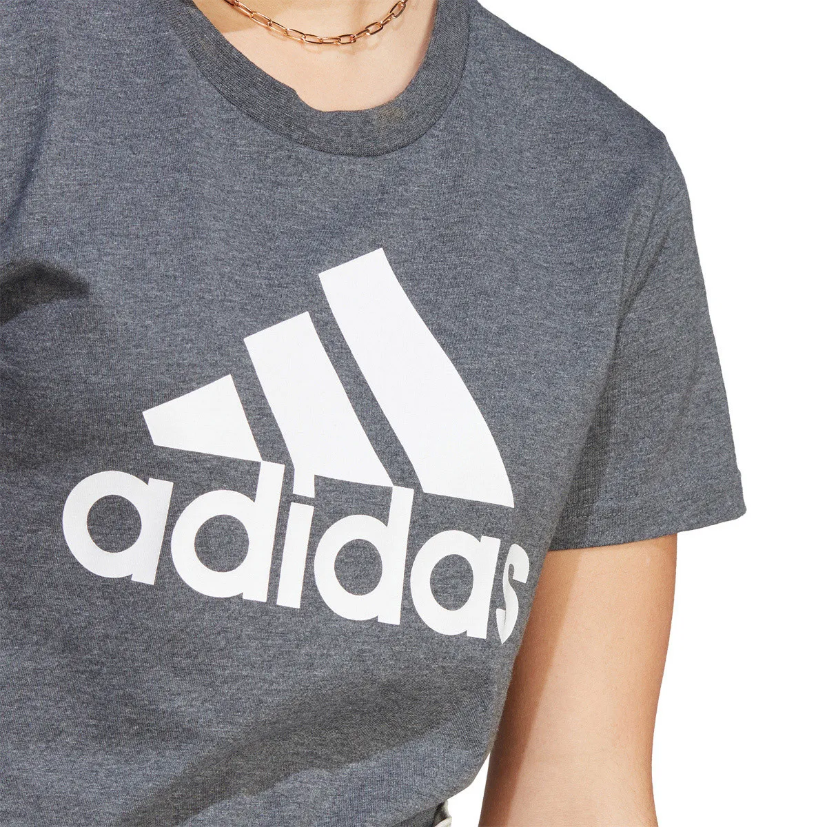 Adidas Women’s Essentials Logo Tee – Dark Grey Heather-Adidas IM2780 - Image 3