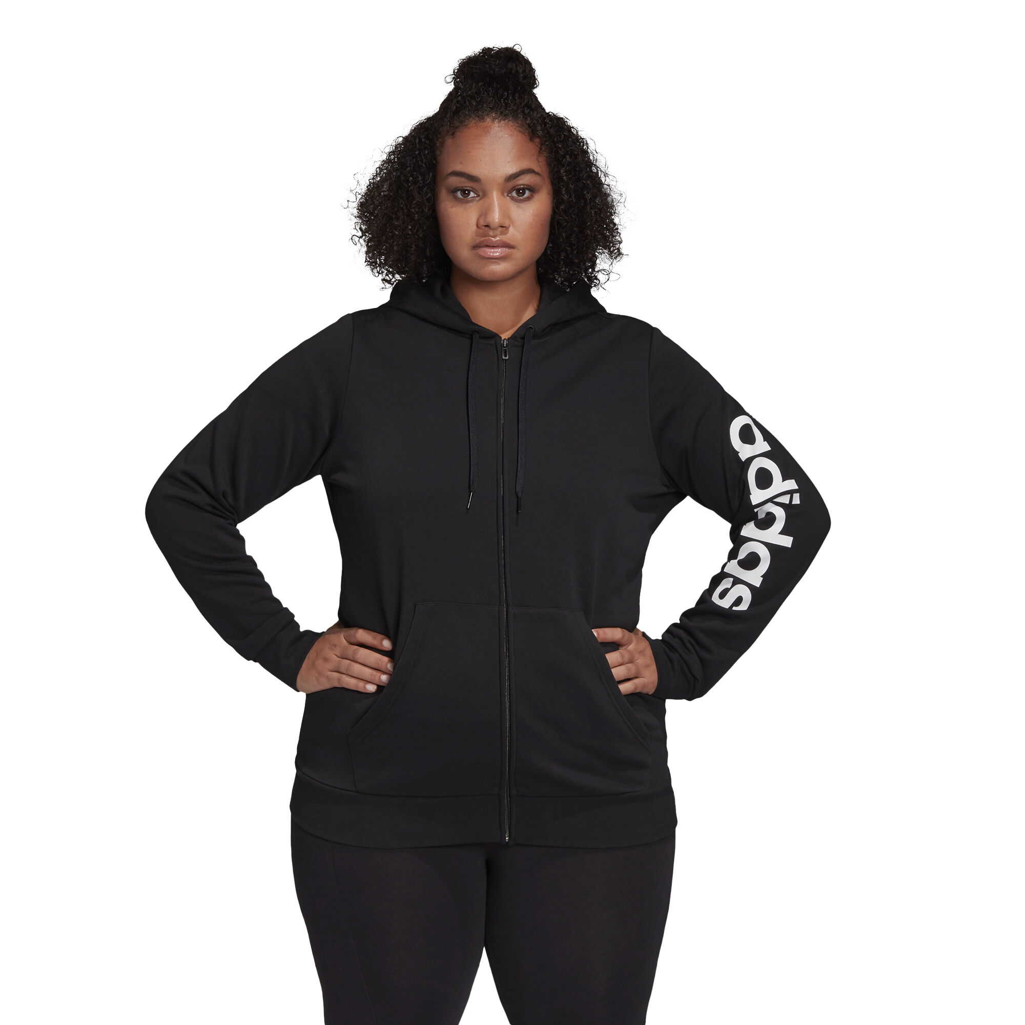 Adidas Women's Essentials Linear Full-Zip Hoodie-Adidas GM5227 - Image 2