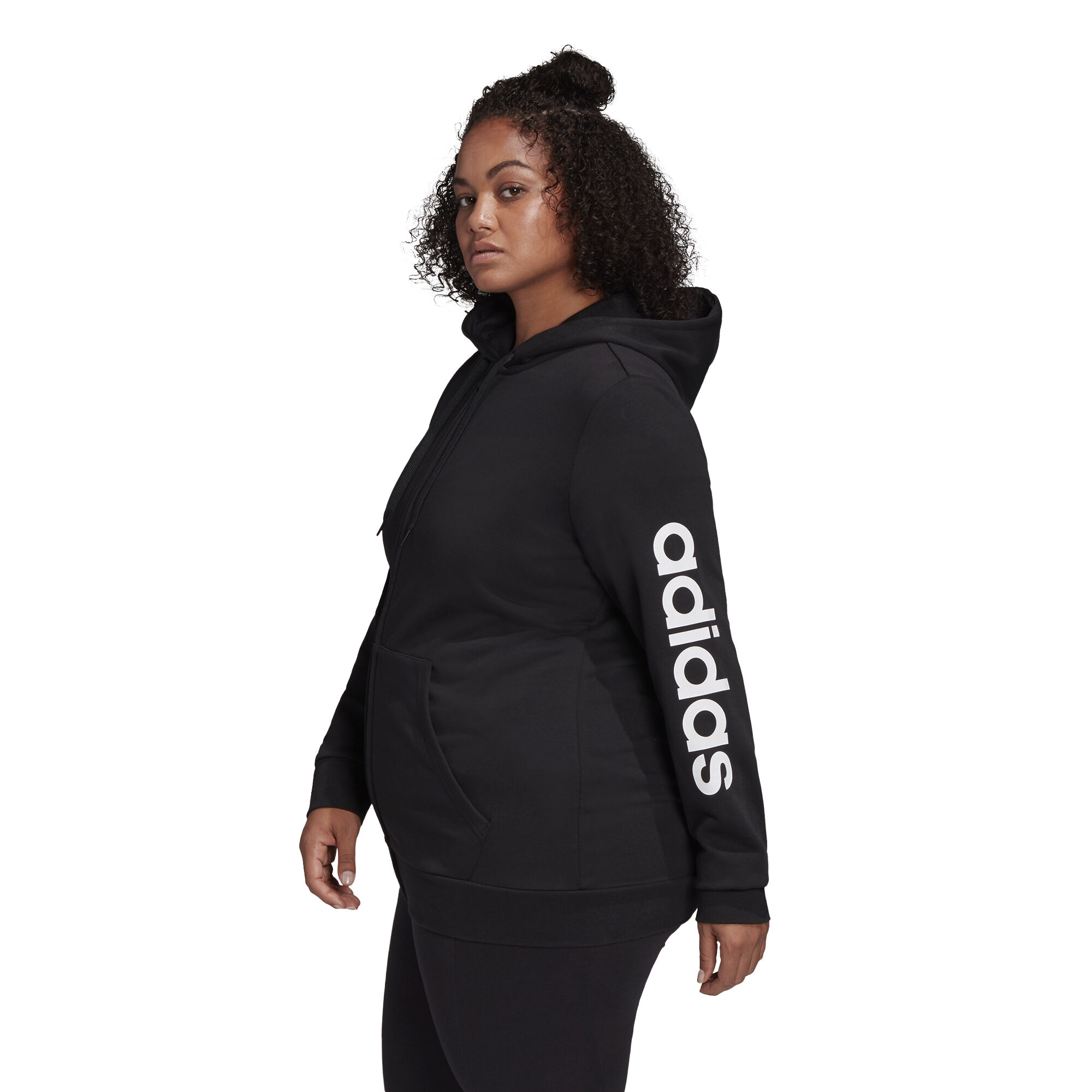 Adidas Women's Essentials Linear Full-Zip Hoodie-Adidas GM5227 - Image 3
