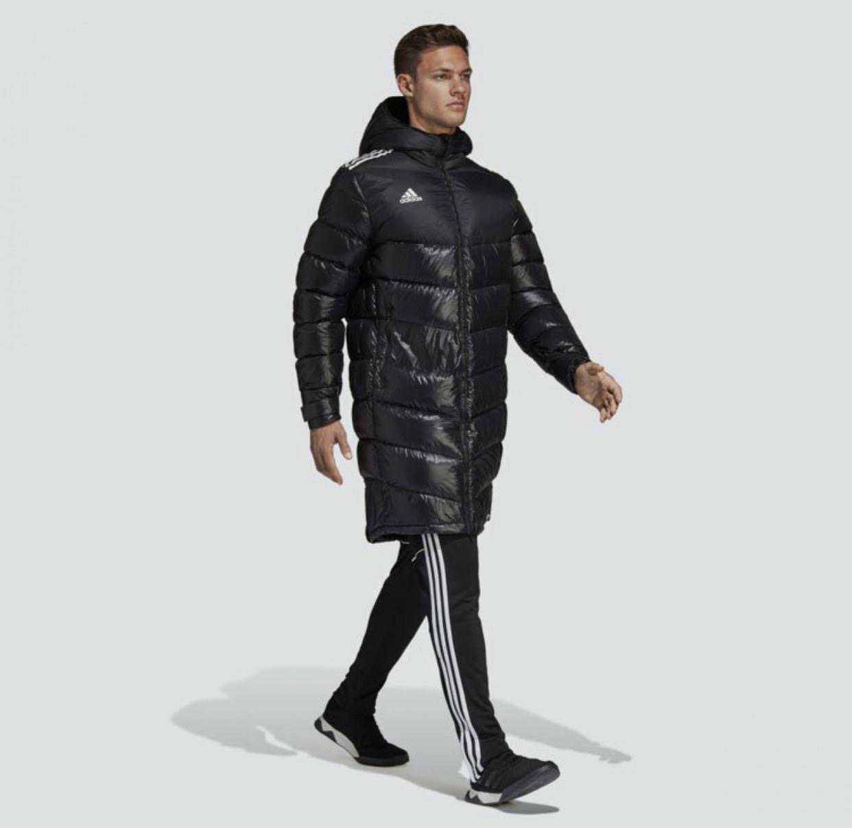 Adidas Men’s Long Hooded Puffer Parka – Insulated Black Bench Coat-Adidas CZ3972