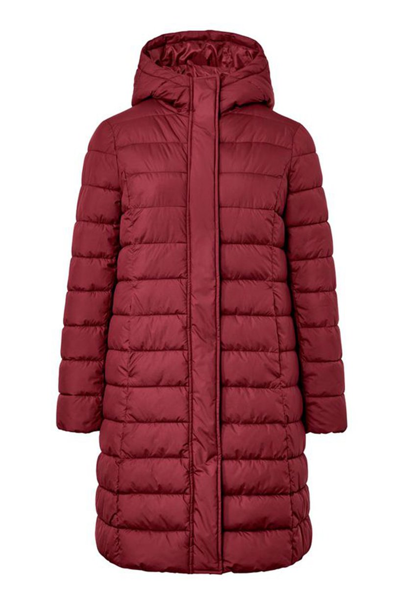 Tchibo Women's Long Quilted Puffer Coat with Hood – Burgundy Red-Tchibo 184899 - Image 2