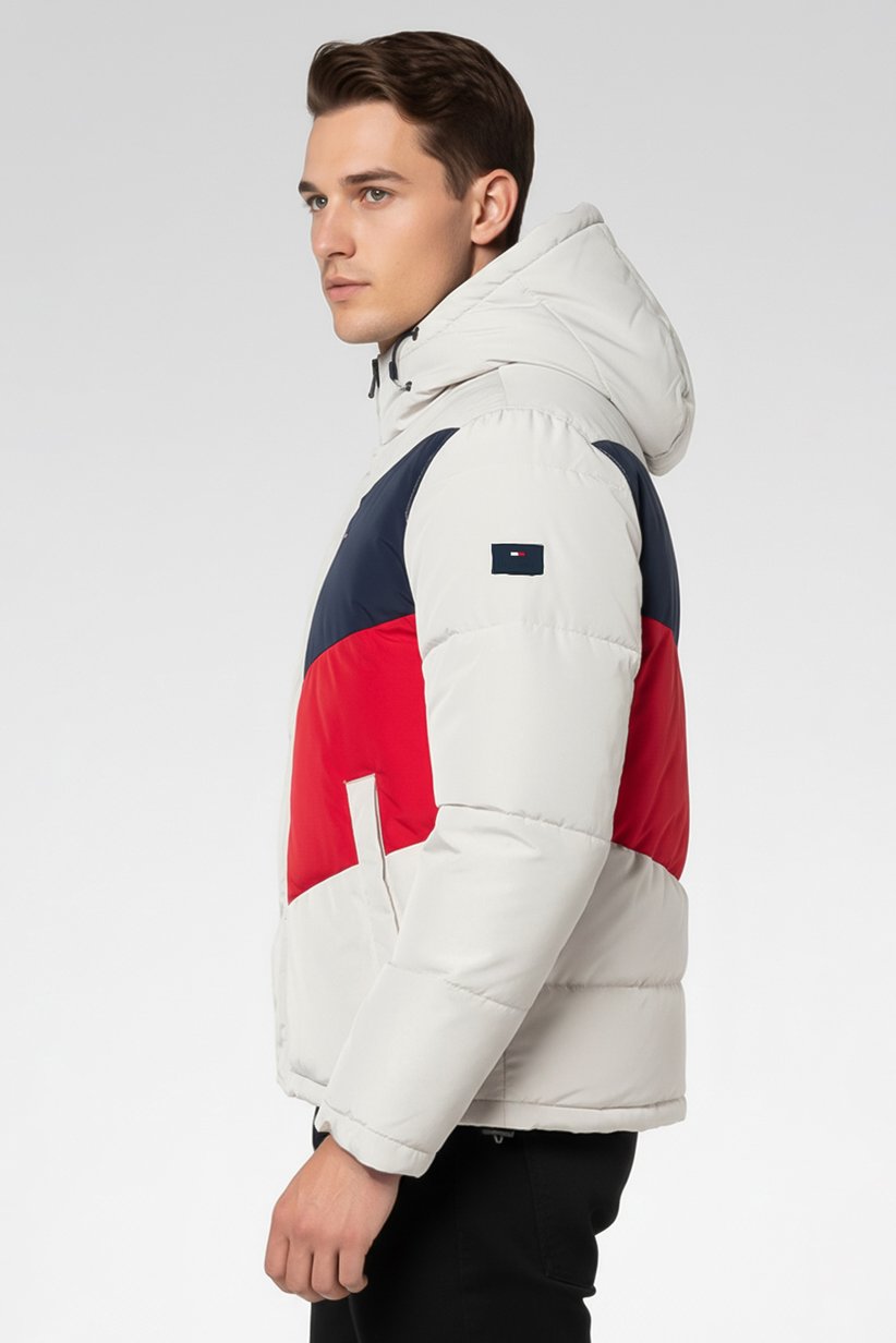 Tommy Hilfiger Men's Hooded Colorblock Puffer Jacket – White, Navy, and Red-Tommy Hilfiger 151AN611 - Image 5