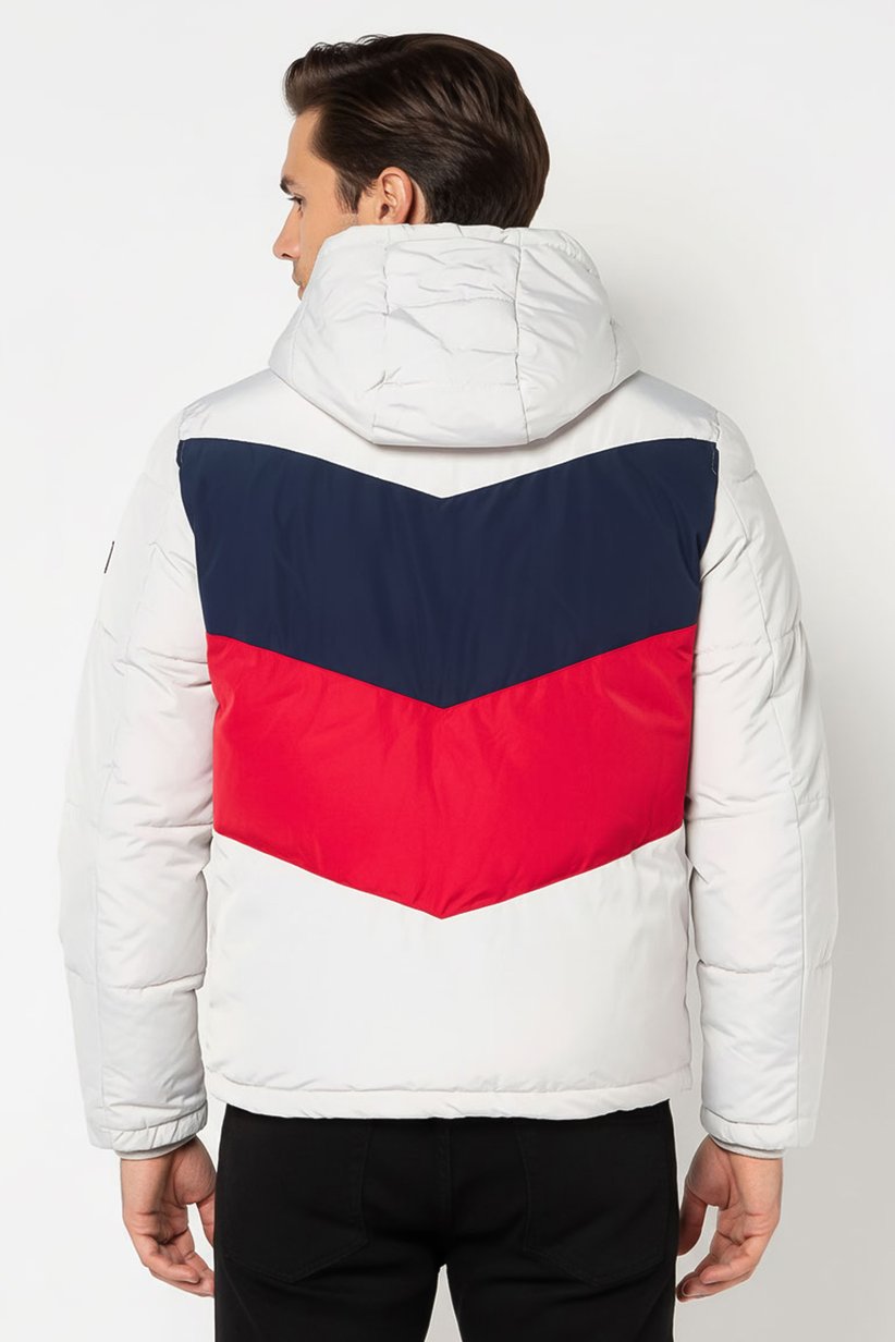Tommy Hilfiger Men's Hooded Colorblock Puffer Jacket – White, Navy, and Red-Tommy Hilfiger 151AN611 - Image 4
