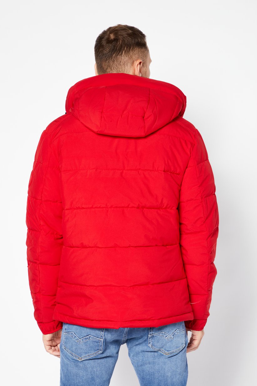Michael Kors Men's Quilted Puffer Jacket – Vibrant Red with Logo Hood Lining-Michel Korse M69113 - Image 4