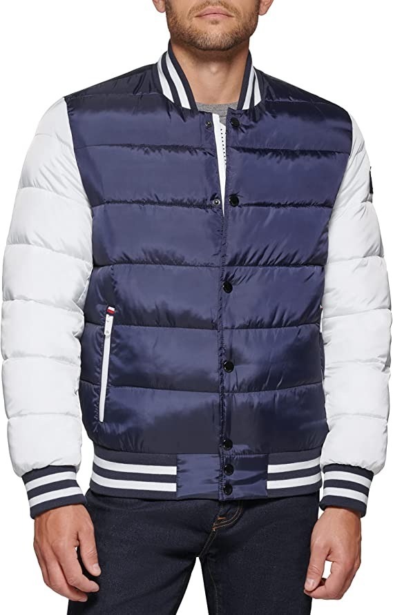 Tommy Hilfiger Men's Mixed-Media Quilted Bomber Jacket-Tommy Hilfiger 151AN554