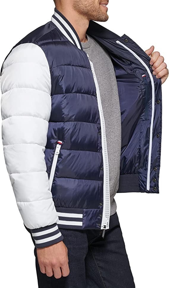 Tommy Hilfiger Men's Mixed-Media Quilted Bomber Jacket-Tommy Hilfiger 151AN554 - Image 3