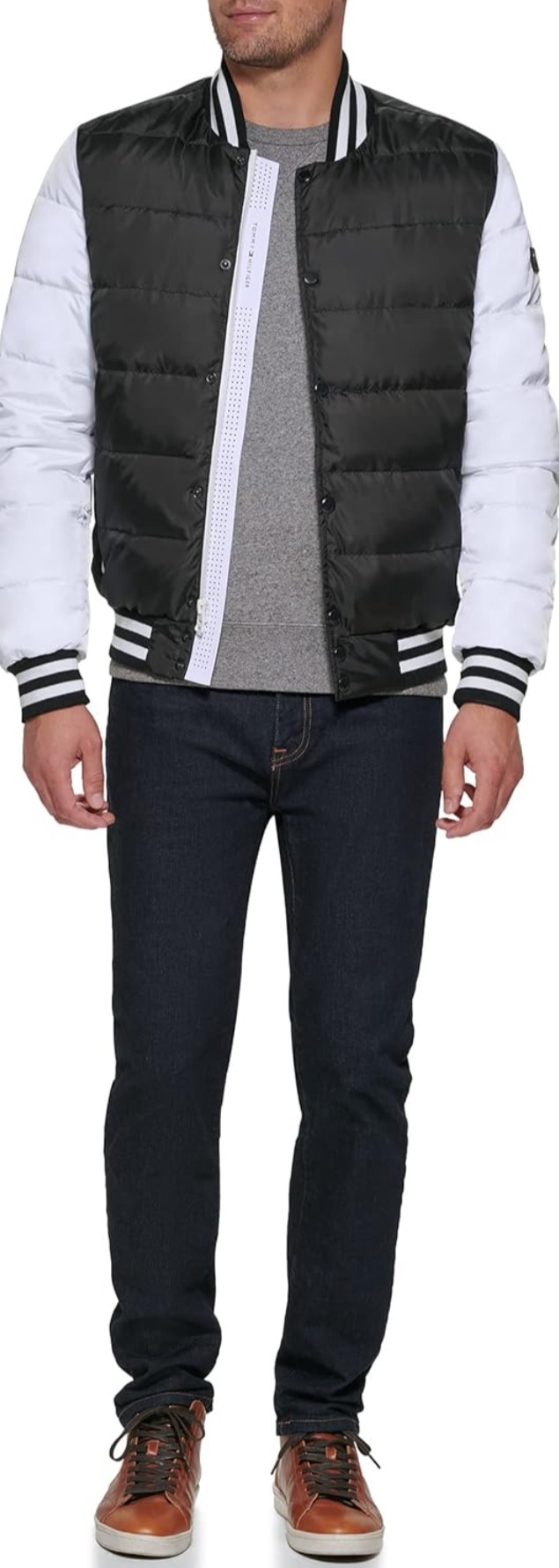 Tommy Hilfiger Men's Mixed-Media Quilted Bomber Jacket-Tommy Hilfiger 151AN554 - Image 10